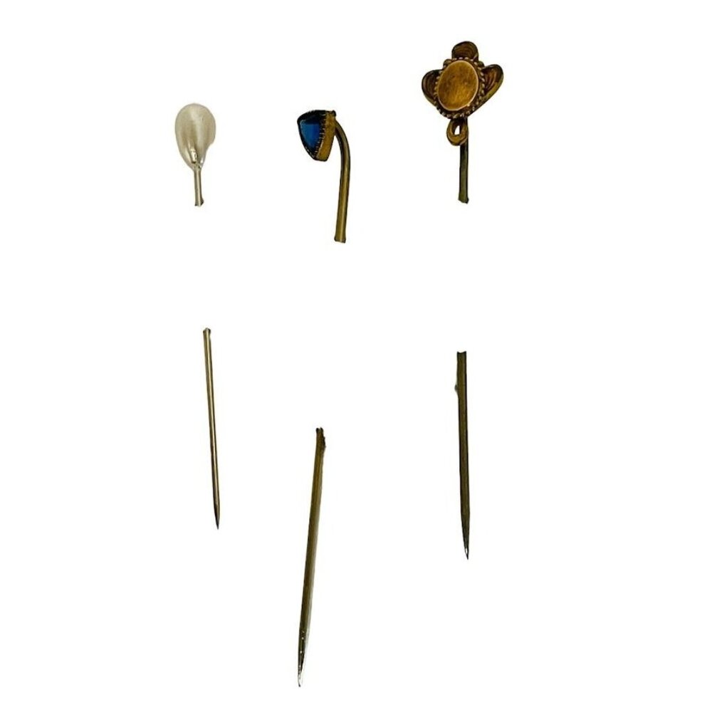 Vintage Hat Stick Pin Rhinestone and Pearl Mix and‎ Match Multicolor Set of 3